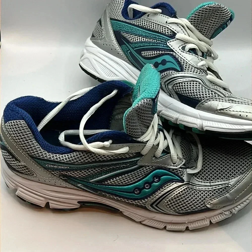 Saucony Cohesion‎ 9 women’s silver blue running shoes sneakers Sz 10 comfort run